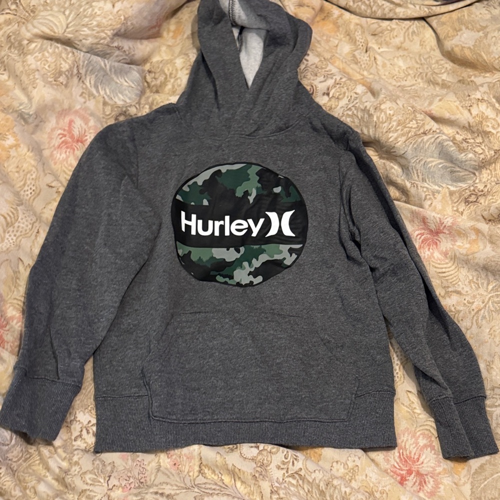Kid’s Hurley Gray Hoodie with Camouflage Logo